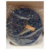 AHHFSMEI Paper Braided Round Placemats Set Of 12 Natural Non-Slip Heat Resistant Table Mats For Dining Tables Farmhouse Woven Indoor Outdoor Place mats (Blue,12)