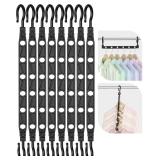 Latoxcaa Space Saving Hangers for Clothes, 7 Pack Collapsible Hangers With 6 Holes And 360° Swivel Hook, Hanger Hooks Space Saver For Closet Organizers And Storage, Dorm Room Essentials, Black