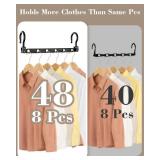 Latoxcaa Space Saving Hangers for Clothes, 7 Pack Collapsible Hangers With 6 Holes And 360° Swivel Hook, Hanger Hooks Space Saver For Closet Organizers And Storage, Dorm Room Essentials, Black