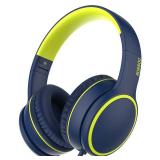 RORSOU Over-Ear Headphones With Microphone, Lightweight Folding Stereo Bass Headset With 1.5M No-Tangle Cord, Portable Wired Headphones For Smartphone Tablet Computer MP3/4 (Blue)