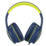 RORSOU Over-Ear Headphones With Microphone, Lightweight Folding Stereo Bass Headset With 1.5M No-Tangle Cord, Portable Wired Headphones For Smartphone Tablet Computer MP3/4 (Blue)