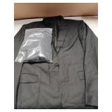 LORENZO BRUNO Mens Suit 2 Piece Black Suits For Men One Button Slim Fit Solid Jacket & Pants Tuxedo Set Business Wedding Party, Black, XL