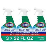 Clorox Clean-Up Multi-Surface Cleaner With Bleach, Original, Spray Bottle, 32 Fl Oz., Pack Of 3