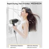 Hair Dryer, Ionic Blow Dryer - Fast Drying, Low Noise, Foldable Portable With Diffuser And Nozzle, Compact Mini For Women And Men, Home And Travel - Black