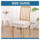 Smiry Waterproof Seat Covers For Dining Room Chairs Set Of 4, Stretch Jacquard Removable Washable Chair Seat Slipcovers Protector, No Rear Covers, Beige