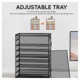 SUBEKYU 9 Tier Paper Organizer For Desk - Black Metal Mesh Letter Tray File Paper Sorter Organizer Include 6 Pcs Adjustable Height Slid Tray With Handles For Office School Home Organization Storage