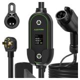 ALIESTFDNO Portable Level 2 EV Charger, 40A, 220-240V, With 25ft Charge Cable And NEMA 14-50 Plug, Adjustable Current/Delay Charging For Electric Car Charger
