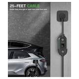 ALIESTFDNO Portable Level 2 EV Charger, 40A, 220-240V, With 25ft Charge Cable And NEMA 14-50 Plug, Adjustable Current/Delay Charging For Electric Car Charger
