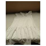 AIWUFLY Womens Ruffle Sleeve Mini Dress Summer Casual Crewneck Flowy A Line Short Babydoll Dress with Tiered Hem Lightweight Pullover Sundress White XS