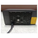 URAYCO Wood Digital Alarm Clock With 10W Fast Wireless Charger, USB Charging Ports, DST, Dimmable, Snooze, Large Number LED Display for Bedrooms, Desk, Living Room Table, Bedside, Nightstand (Black)