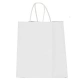 Qutuus White Paper Gift Bags With Handles 14 pcs 8x4.5x10 Medium White Paper Bags For Gifts, Valentines, Shopping, Retail