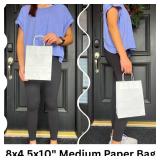 Qutuus White Paper Gift Bags With Handles 14 pcs 8x4.5x10 Medium White Paper Bags For Gifts, Valentines, Shopping, Retail