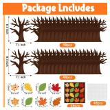 WATINC 16Pcs Fall Thankful Trees Craft Kits For Kids, Autumn Maple Oak Leaves Make Your Own DIY Thanksgiving Trees Decoration Thankful Craft Kit Supplies Home School Fun Activities