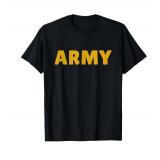Army - Bold Military Yellow Text, Tactical Style T-Shirt Size Small