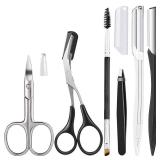 Eyebrow Trimmer Kit, 6 In 1 Eyebrow Scissors, Tweezer, Eyebrow Razor, Shaping Scissors & Brush For Women