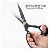 Fabric Scissors, Heavy Duty 8 inch Sewing Scissors For Leather Tailor,Tailoring Shears For Home Office Craft Black With Measuring Tape