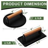 EWFEN Burger Press, 7" Round & 8.2"X4.3" Rectangle Heavy-Duty Cast Iron Smash Bacon Press Meat Steak With Wood Handle For Griddle, Sandwich, Nonstick Pan