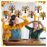 Motipuns Thanksgiving Crafts Fall Craft Kits Thanksgiving Tree Hanging Ornament Maple Leaves Squirrel Cutouts DIY Craft Make Your Own Thankful Trees For Classroom Home Harvest Party
