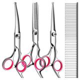 TINMARDA 5 In1 Dog Grooming Scissors Kit, Professional Dog Scissors For Grooming With Safety Round Tips, Titanium Coated Grooming Shears For Dogs Cat Pet At Home