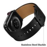 YALOCEA Leather Bands Compatible With Apple Watch Bands 42mm 41mm 40mm 38mm For Men Women, Genuine Leather Strap For iWatch Series 2-11 SE 1-3 Black