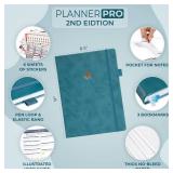 Clever Fox Planner PRO 2nd Edition Undated Weekly Agenda Planner For Setting Goals, Tasks & Time Management Life Organizer With To-do Lists & Habit Trackers Large Format, 8.5x11 (Dark Teal)