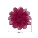PATIKIL 3.9" Chiffon Flowers, 10 Pcs Mesh Fabric Flowers Sewing Fabric Appliques Headband Embellishments for DIY Craft Wedding Decor, Burgundy
