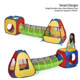 UTEX 3 in 1 Pop Up Play Tent with Tunnel, Ball Pit for Kids, Boys, Girls, Babies and Toddlers, Indoor/Outdoor Playhouse