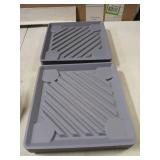 2 Plastic Gray Plant Holders with Hidden Wheels