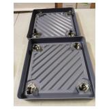 2 Plastic Gray Plant Holders with Hidden Wheels