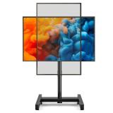 YOMT Mobile TV Cart Rolling TV Stand for 13-50 inch Screens, Tilting and Rotating Mount, Portrait to Landscape, Height Adjustable Portable TV Stand with Wheels Holds up to 44lbs Max VESA 200x200mm