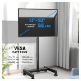 YOMT Mobile TV Cart Rolling TV Stand for 13-50 inch Screens, Tilting and Rotating Mount, Portrait to Landscape, Height Adjustable Portable TV Stand with Wheels Holds up to 44lbs Max VESA 200x200mm