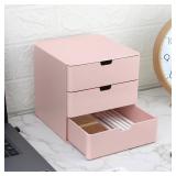 Dalanpa 3-Drawer Vanity Organizer, Compact Storage Organization Drawers Small Size Pink