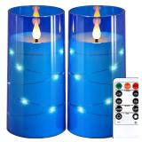 NURADA 3"x6"Flickering Flameless Candles: Built-in Star String 3D Wick Battery Operated LED Candles with Remote and Timer for Wedding Valentine