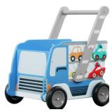 labebe Baby Wooden Learning Walker, 2-in-1 Toddler Push & Pull Toys Stroller Pushing Walker, Infant Sit to Stand Wood Walker Wagon, Transfer Cart Toy for Girls & Boys 1-3 Years Old Kids, Blue