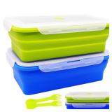 FUSMYE Extra Large Collapsible Silicone Food Storage Containers With Lids, 82.8oz, 2 Pack, XXL Foldable Bento Lunch Box, Rv Collapsible Bowls, Big Meal Boxes for Kitchen, Camping, BPA Free