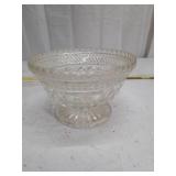 Clear Glass Diamond Pattern Pedestal Bowl