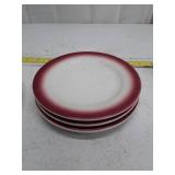 Restaurant Style Red Rim Ceramic Plates (3) and Bowl (1)