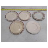Mixed Lot Restaurant Saucers - Floral and Plain White
