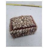 Seashell Decorated Wooden Box with Red Interior