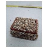 Seashell Decorated Wooden Box with Red Interior