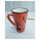 Halloween Ceramic Latte Mug with Pumpkin and Bat Design