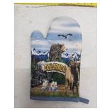 Blue Quilted Oven Mitt Kitchen Accessory