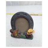Russ Berrie Handpainted Photo Frame 3"x 3,4" Horseshoe Western Cowboy