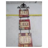Live Laugh Love Wall Hanging with Fleur-de-lis Metal Topper
