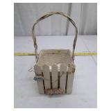 White Woven Basket with Picket Fence Design and Handle