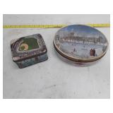 Baseball Stadium And Christmas Time Decorative Metal Storage Tin Boxs