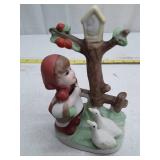 Ceramic Garden Figurine with Birdhouse and Geese