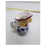 San Gimignano Ceramic Rooster Creamer Blue Floral Design