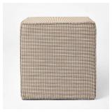 Lynwood Square Upholstered Cube Ottoman Tan Checkered - Thresholdâ¢ designed with Studio McGee - Retail: $110