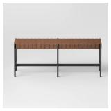 Woven Faux Leather with Metal Base Bench Brown - Thresholdâ¢: Upholstered Rectangular Ottoman, Indoor Seating - Retail: $195